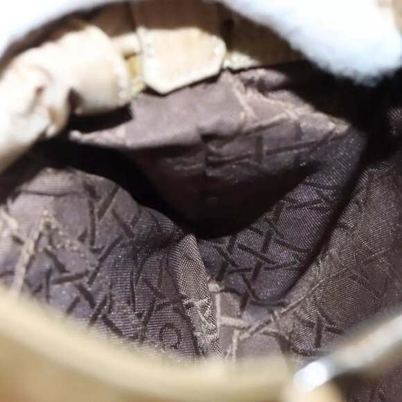 Christian Dior Maris Pearl Hand Bag Nylon Beige Silver Auth - Picture 12 of 16